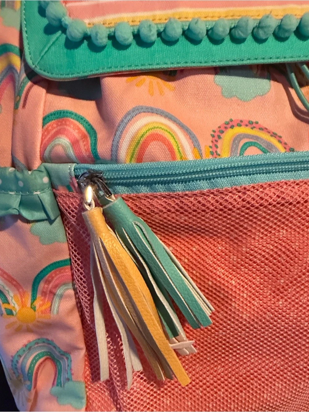 Matilda Jane Rainbow Color Splash swim bag Backpack in Coral Pink & Turquoise